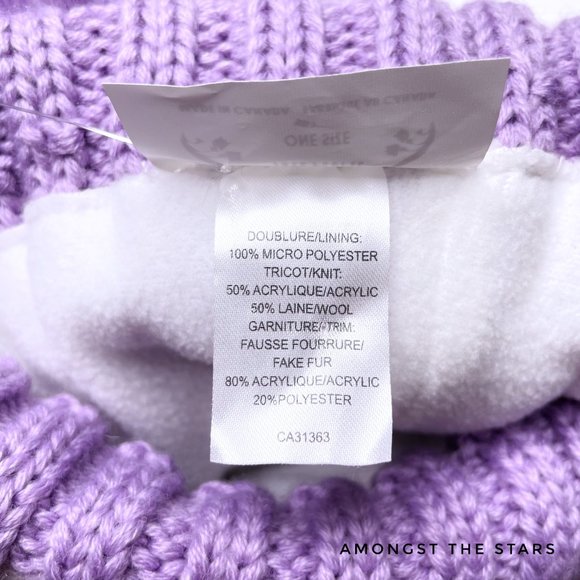 Free People Big Sky Purple & White Wool Chunky Knit Pom Beanie Hat main image 5